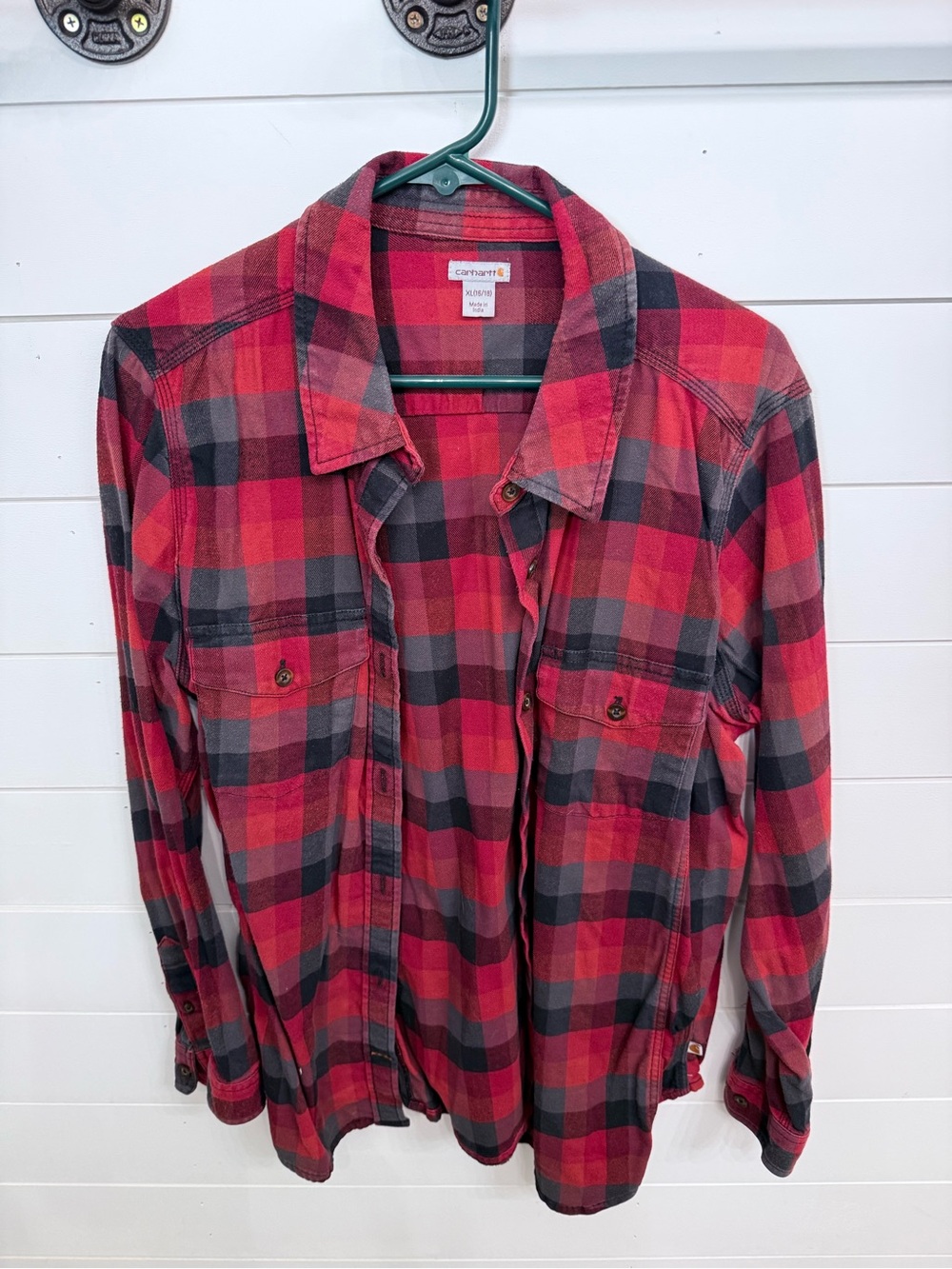 Carhartt Red and Black Buffalo Plaid Button-Up Shirt